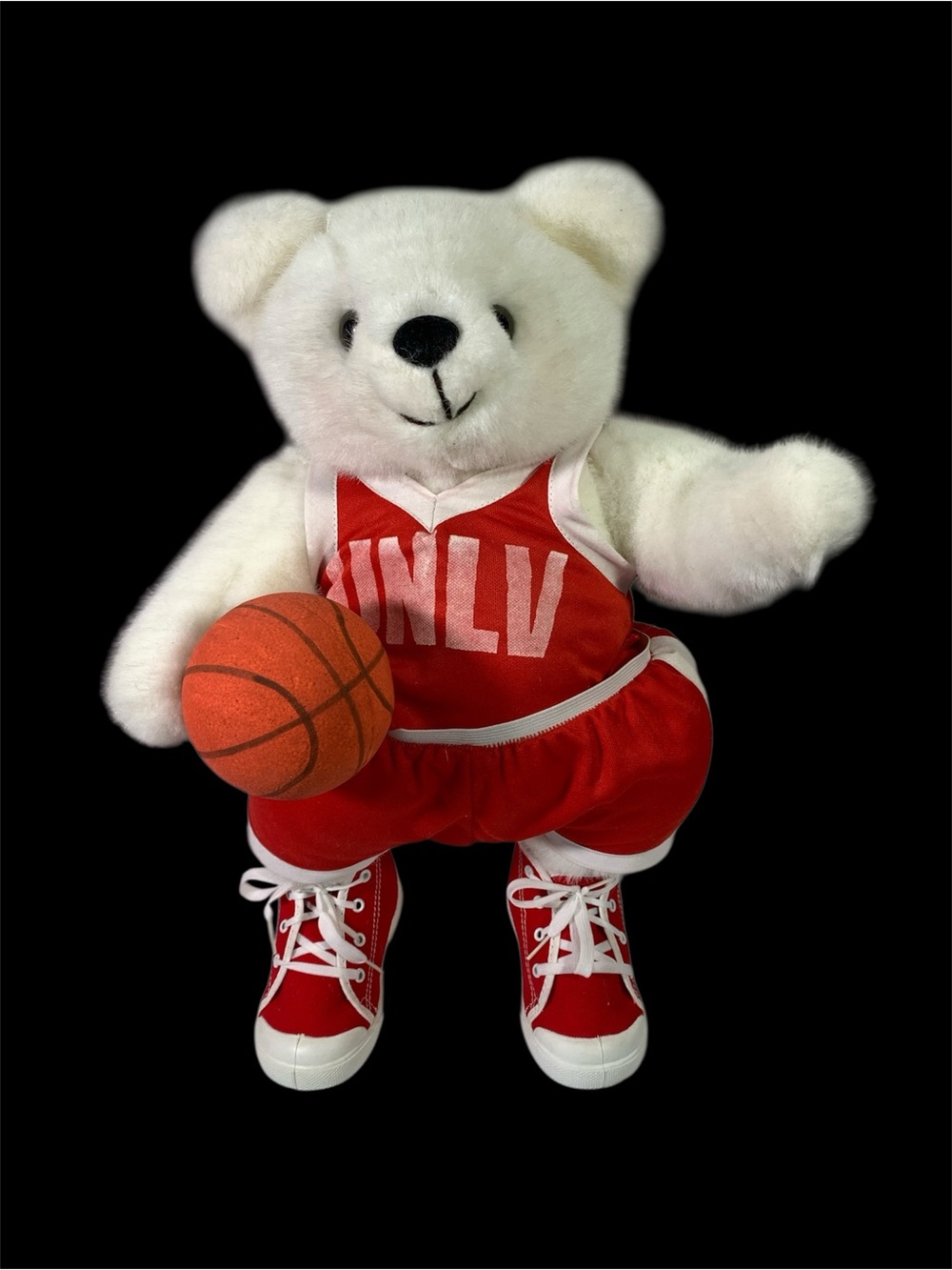 Vintage Bearly Las Vegas UNLV Runnin' Rebels Basketball Plush White Teddy Bear